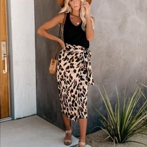 NWT VICI leopard midi wrap skirt